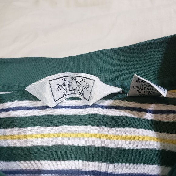 Vintage 80s The MENS Store at Sears Green Yellow Golf Polo Shirt - Picture 4 of 7